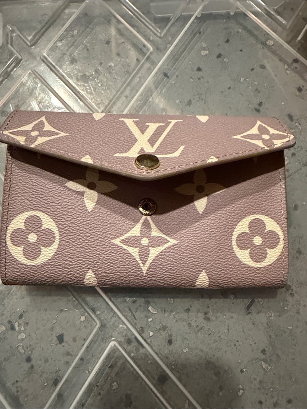 L Inspired Collection Monogram Canvas Envelope Wallet with Cream Logos